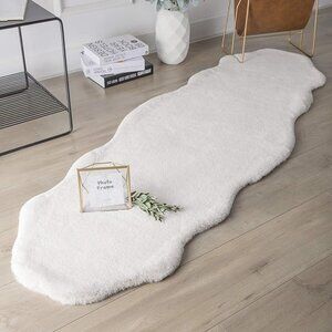 Soft fluffy faux fur runner rug  2x6 ft